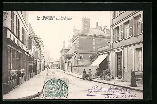 AK Louviers, La rue du Quai