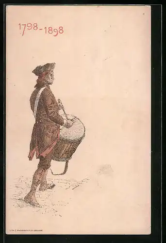 Künstler-AK Schweizer Trommler in Uniform