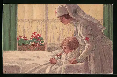 AK Schweizer Bundesfeier 1921, Ganzsache, Krankenschwester vom Roten Kreuz