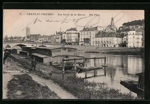 AK Chateau-Thierry, Les bords de la Marne