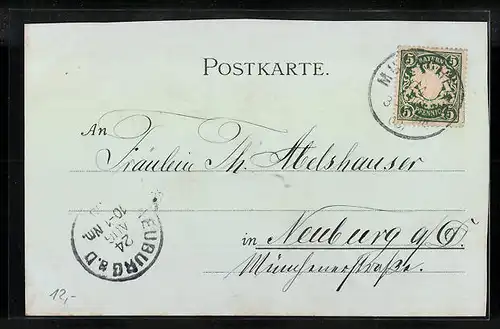 Mondschein-Lithographie München, Ortspartie mit Frauenkirche