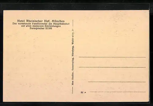 AK München, Hotel Rheinischer Hof