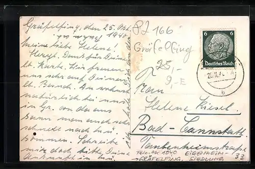 Foto-AK Gräfelfing, Teilansicht der Eigenheimsiedlung 1940