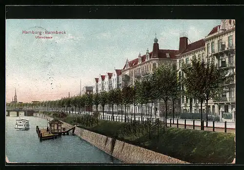 AK Hamburg-Barmbeck, Ortspartie an der Uferstrasse
