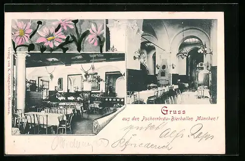 AK München, Restaurant Pschorrbräu-Bierhallen, Innenansicht