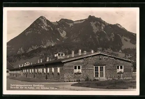 AK Sonthofen, Gebirgsjägerkaserner, Baracke der 16. Komp. mit Grünten