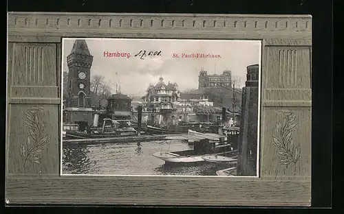 AK Hamburg-St.Pauli, St. Pauli-Fährhaus mit Dampfern