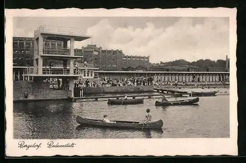 AK Hamburg-Bergedorf, Badeanstalt mit Ruderbooten