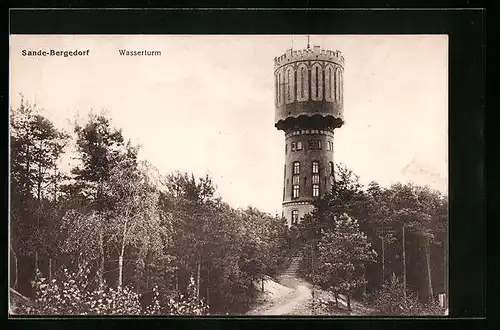 AK Hamburg-Bergedorf, Wasserturm im Grünen