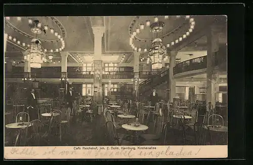 AK Hamburg-St.Georg, Café Reichshof, Inh. E Dollé Kirchenallee, Innenansicht
