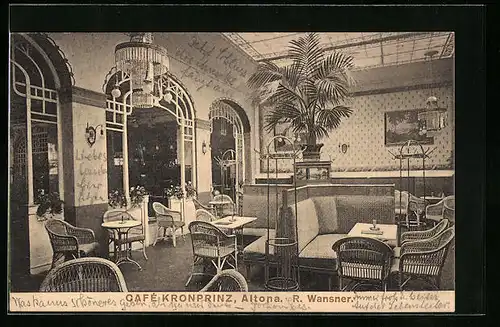 AK Hamburg-Altona, Café Kronprinz, Innenansicht