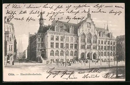 AK Köln-Neustadt, Handelshochschule mit Strassenpartie