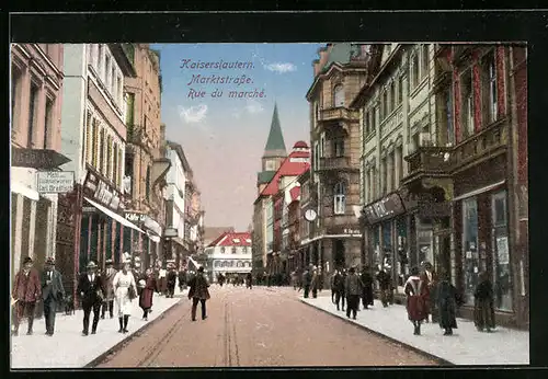 AK Kaiserslautern, Marktstrasse mit Kirche