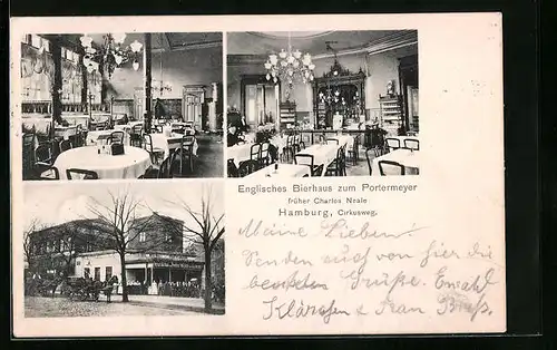 AK Hamburg-St.Georg, Englisches Bierhaus zum Portermeyer mit Innenansichten