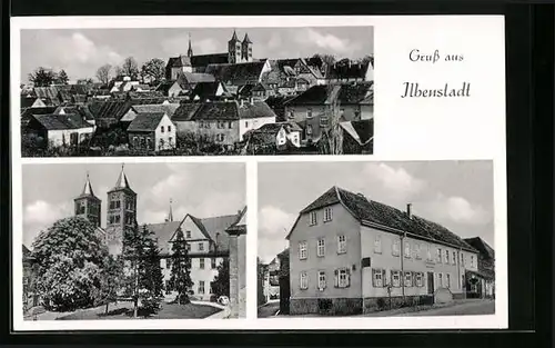 AK Ilbenstadt, Ortsansicht mit Gasthaus Zu den drei Hasen
