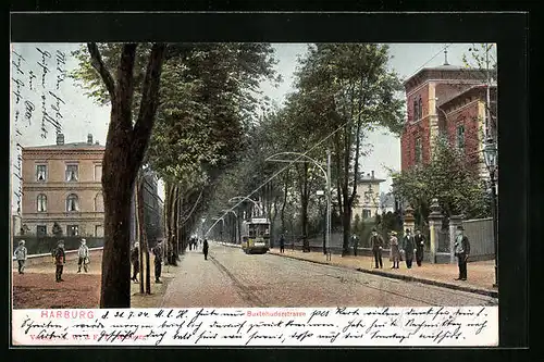 AK Harburg, Buxtehuderstrasse mit Strassenbahn