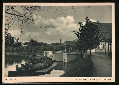 AK Buer i. W., Bootshaus im Stadtwald