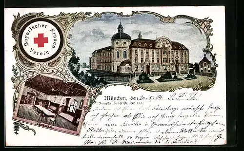 AK München-Neuhausen, Bayerischer Frauen-Verein, Nymphenburgerstrasse 163, Innenansicht Speisesaal