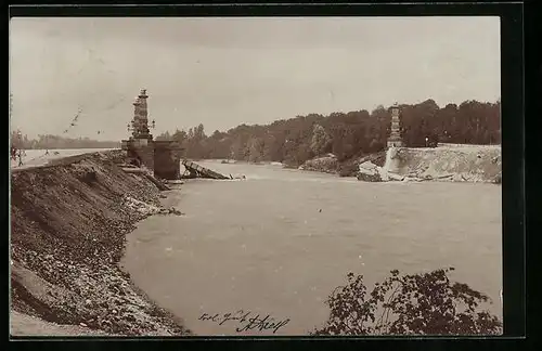 Foto-AK München, Eingestürzte Prinzregentenbrücke 1899