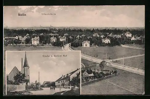 AK München-Solln, Kirche u. Sollner Hof, Villenkolonie