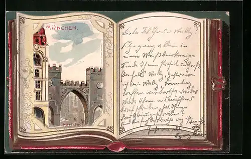 Passepartout-Lithographie München, Karlstor im AK-Album