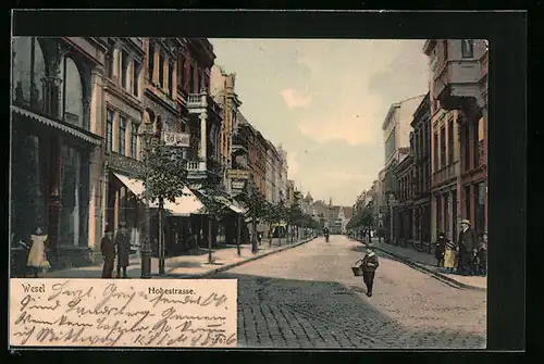 AK Wesel, Hohestrasse mit Geschäften