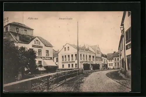 AK Adenau, Hauptstrasse mit Gasthof zum wilden Schwein und Hotel Friedrichshof