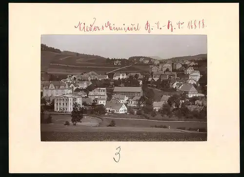 Fotografie Brück & Sohn Meissen, Ansicht Nieder Einsiedel / Böhmen, Blick vom nahen Feld in den Ort