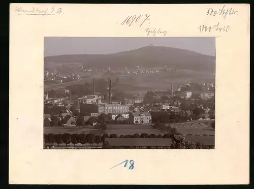 Fotografie Brück & Sohn Meissen, Ansicht Warnsdorf / Böhmen, Ortsansicht mit Fabrikgebäude