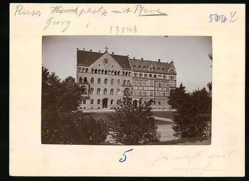 Fotografie Brück & Sohn Meissen, Ansicht Riesa, Georgplatz mit Pfarre