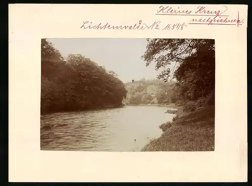 Fotografie Brück & Sohn Meissen, Ansicht Lichtenwalde, Zschopau Flusslauf mit Harrasfelsen & Körnerkreuz