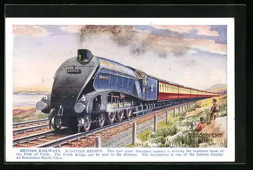 Künstler-AK British Railways, Locomotive No. 60009 of the Gresley A4 Streamline Pacific Class