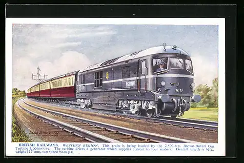 Künstler-AK British Railways, Locomotive No. 18000 in the Western Region