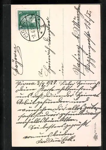 Künstler-AK Zwei Maikäfer an einem Birkenzweig - Pfingstgruss