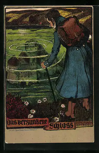 Künstler-AK Ferdinand Spiegel: Das versunkene Schloss