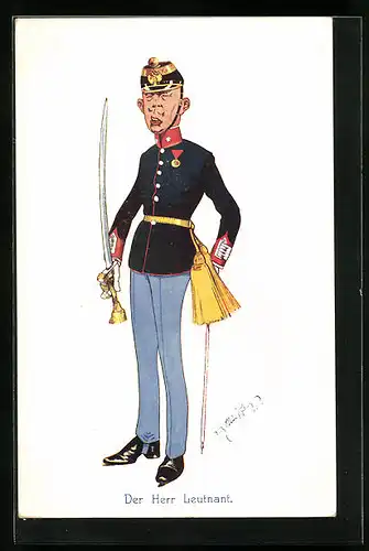 Künstler-AK Fritz Schönpflug: Der Herr Leutnant mit Säbel