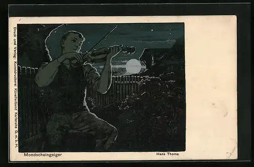 Künstler-AK Hans Thoma: Mondscheingeiger