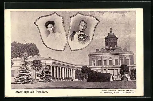 AK Marmorpalais Potsdam, Portraits des Kronprinzenpaares