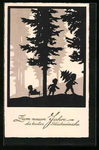 AK Kinder im Wald zum Neujahr