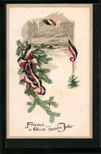 AK Winteridyll mit deutscher Schleife