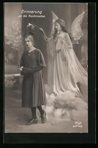 AK Schutzengel und Konfirmandin