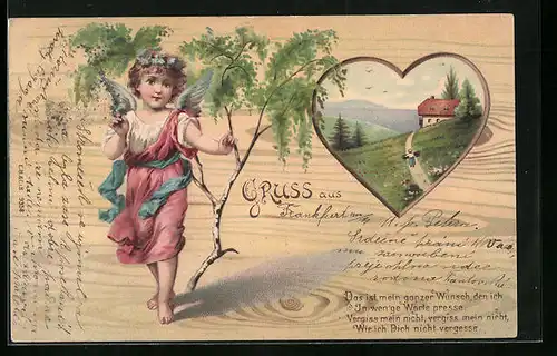 AK Engel vor kleiner Birke