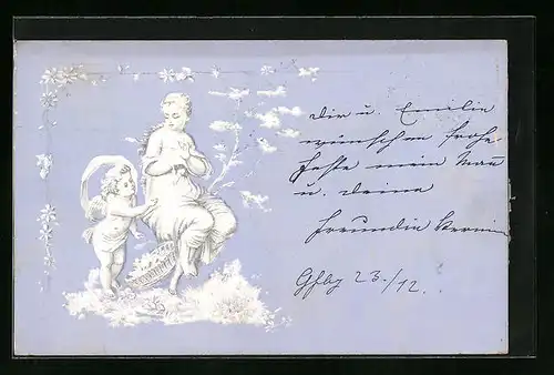 AK Engel bittet Dame um etwas