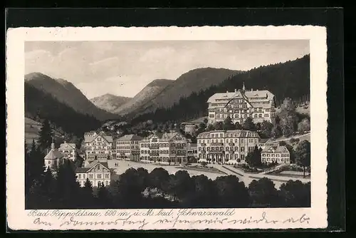 AK Bad Rippoldsau, Ortsansicht mit Bergpanorama