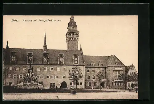 AK Zeitz, Rathaus mit Finkgräfe-Brunnen