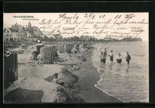 AK Travemünde, Strandpartie mit Kindern