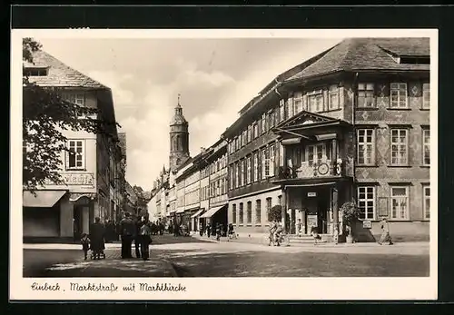 AK Einbeck, Marktstrasse mit Geschäft und Marktkirche