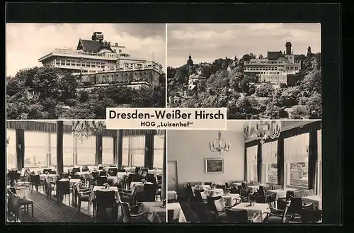AK Dresden-Weisser Hirsch, Restaurant HOG Luisenhof, Innenansichten