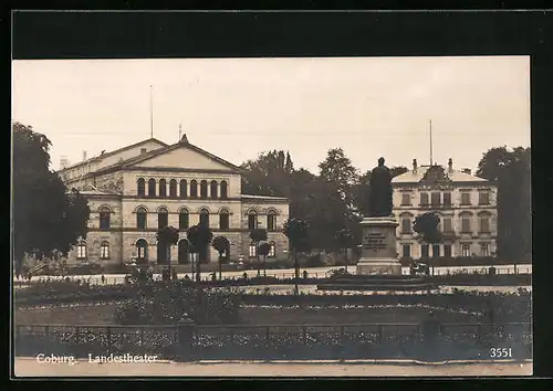 AK Coburg, Landestheater mit Denkmal