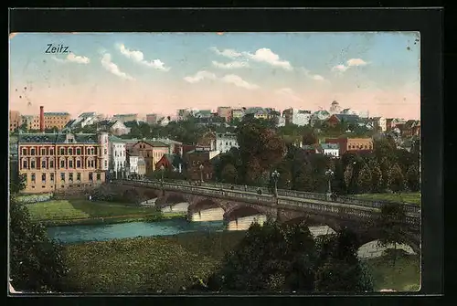 AK Zeitz, Panorama mit Brücke
